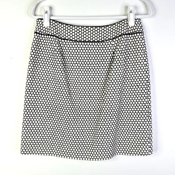 Ann Taylor Skirt Women 8 Petite Black White Silk Classic Boho Academia Corpcore - Picture 2 of 9
